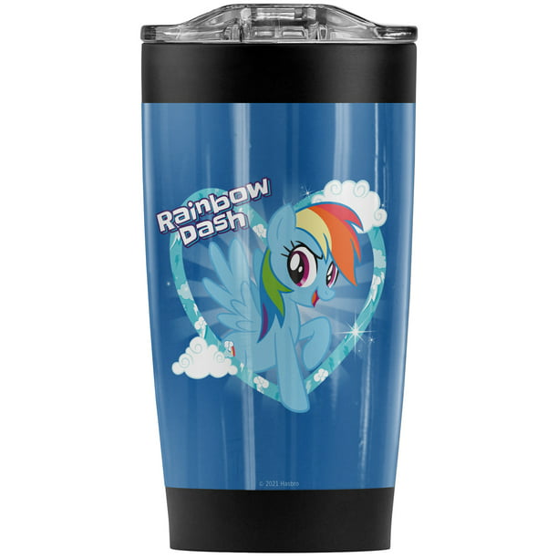 My Little Pony Rainbow Dash Glitter Travel Tumbler Tumblr Cup with Straw New